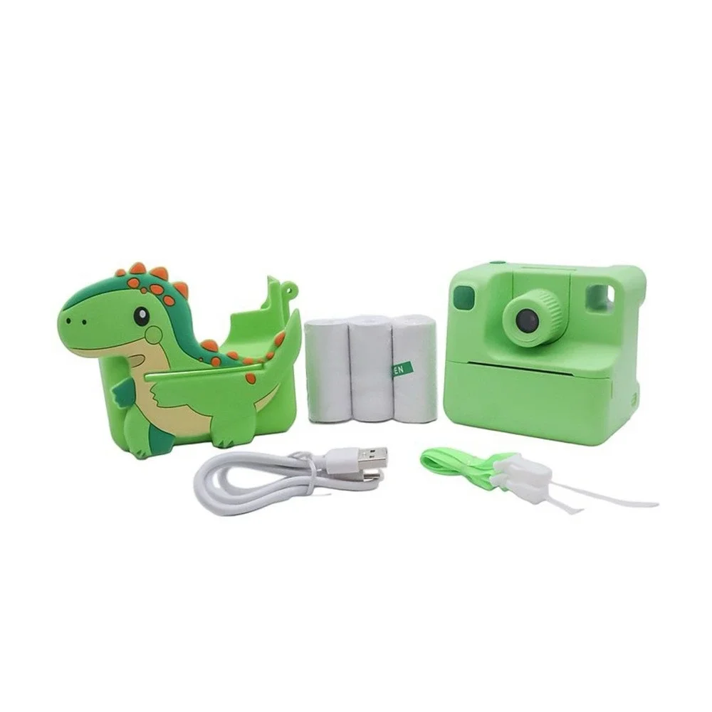 Instaprint Kids Digital Camera HD Dinosaur Case‎ HD 180° Selfie Inkless Printer